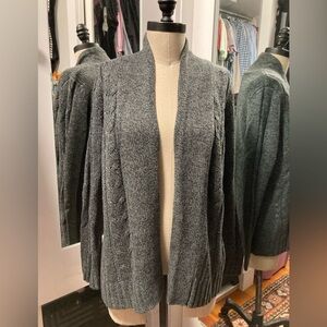 Linda Matthews Women’s Open Front Gray Sweater - Size Large